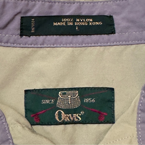 Orvis Vintage Men’s Green Nylon Outdoor Utility Fishing Shirt Long Sleeve Large - Picture 11 of 13